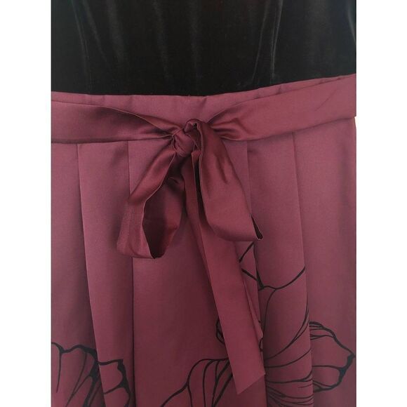 Ignite Evenings Formal Sz 18 Missy Burgundy Floral Black Velour - Picture 4 of 12